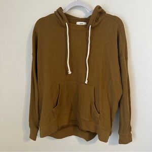 Aerie Thermal Waffle Knit Pullover‎ Hoodie Mustard Yellow Size Small